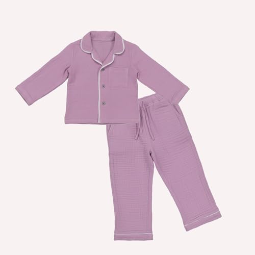Dreamy Cubs - Lilac & Green Crinkle Comfort Muslin Nightsuit Set | Pack of 2 | Unisex
