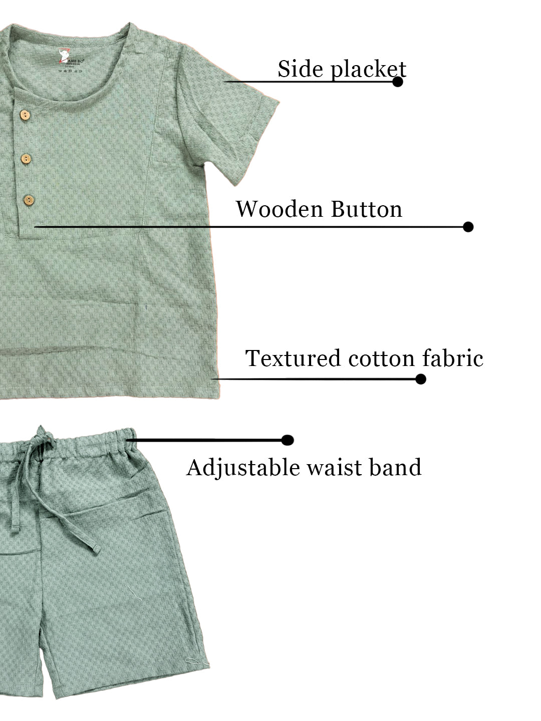 Green Textured co-ords for Boys