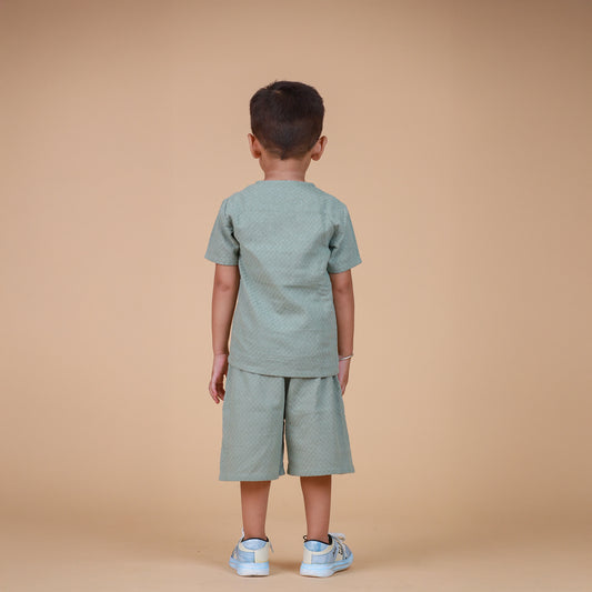 Green Textured co-ords for Boys