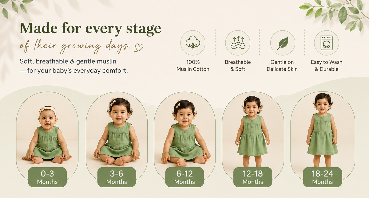 Sage Lily-Crinkled Muslin A-line Sleeveless Frock