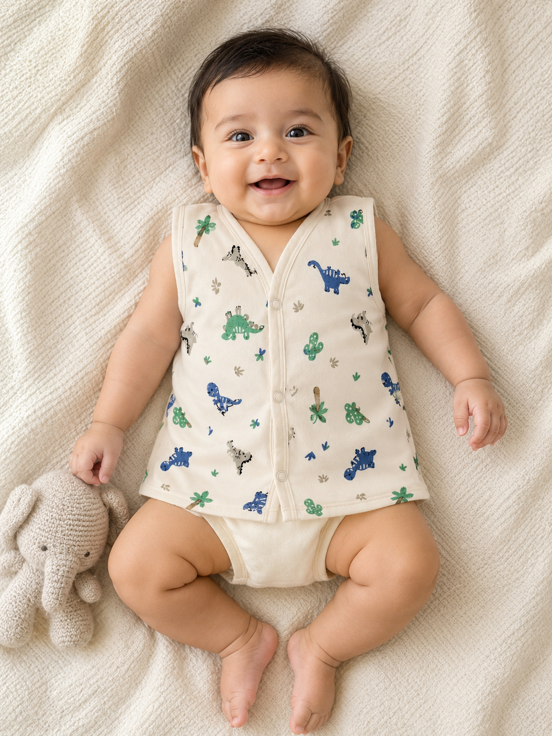 Wildlings Sleeveless Front open Jabla | Assorted Prints | 100% Muslin Cotton | Newborn Baby Wear