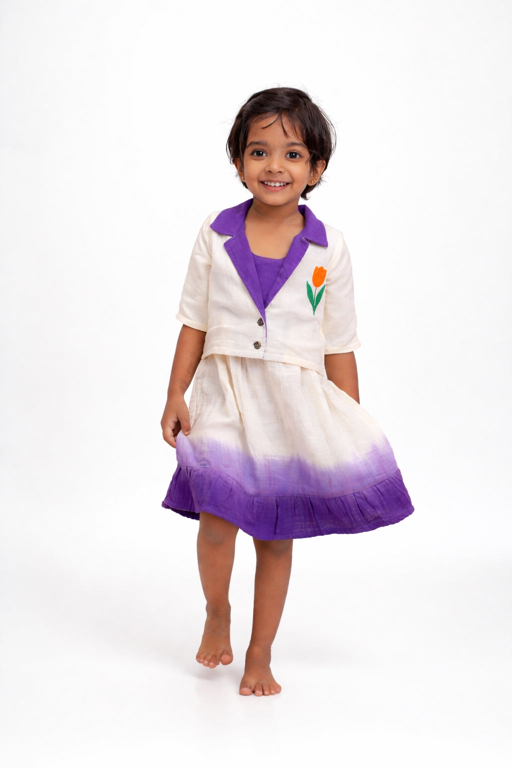 Violet Ombre Frock with Vest Embroidery