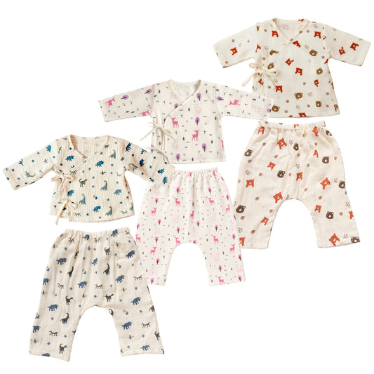Safari Tales Muslin Cotton Angharkha Jabla Pant Set, Pack of 3