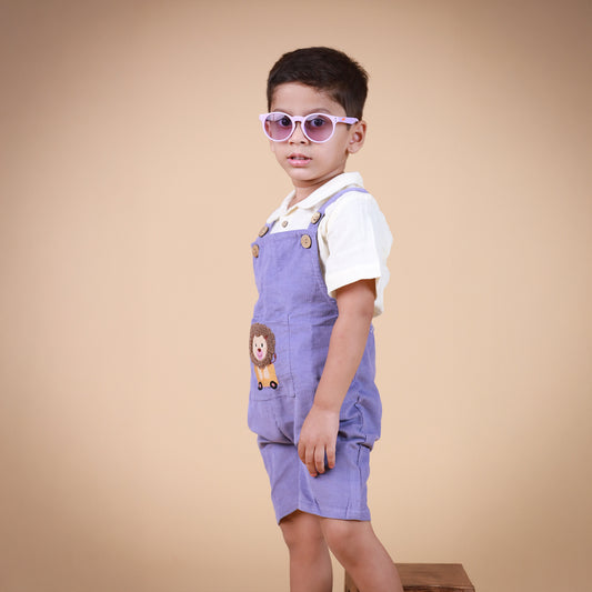 Ivory & Violet Dungaree with cute Embroidery