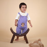 Ivory & Violet Dungaree with cute Embroidery