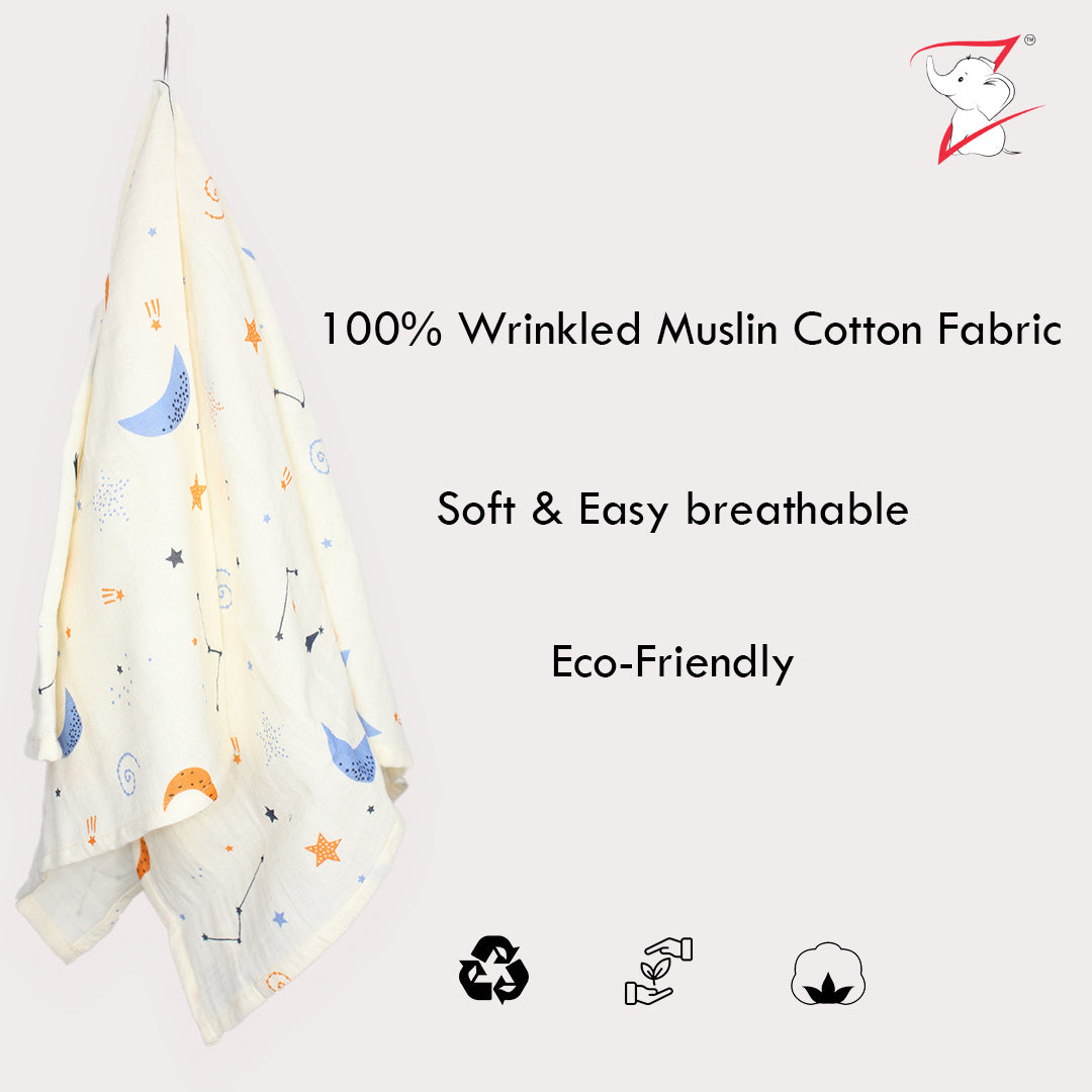 100% Crinkled Muslin Cotton Swaddle Wrap for Newborns, Sleep Blanket