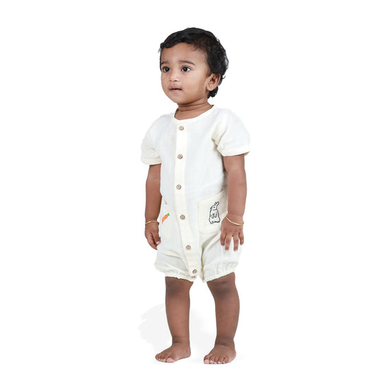 100% Crinkled Cotton Muslin Romper - unisex