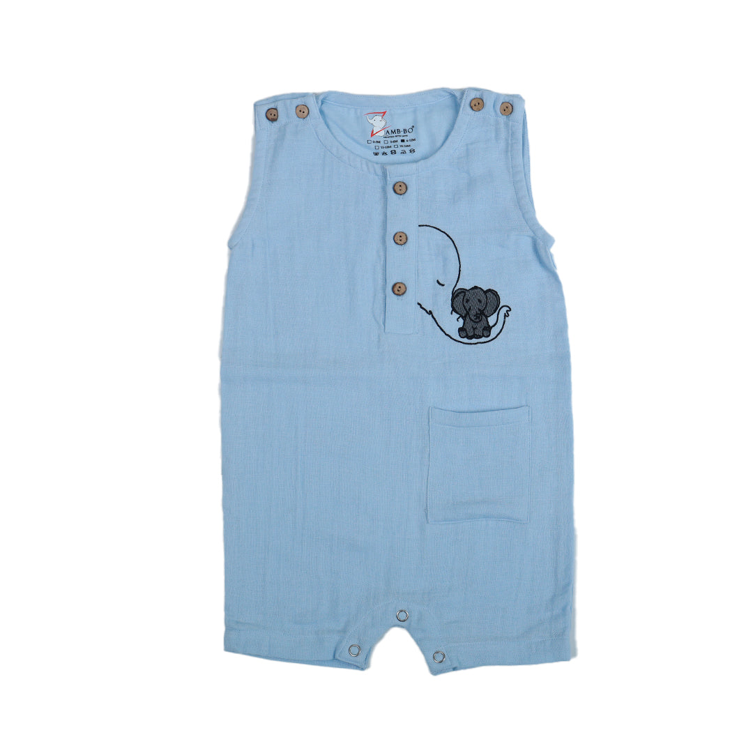 100% Crinkled Cotton Muslin Embroidery Rompers -Unisex