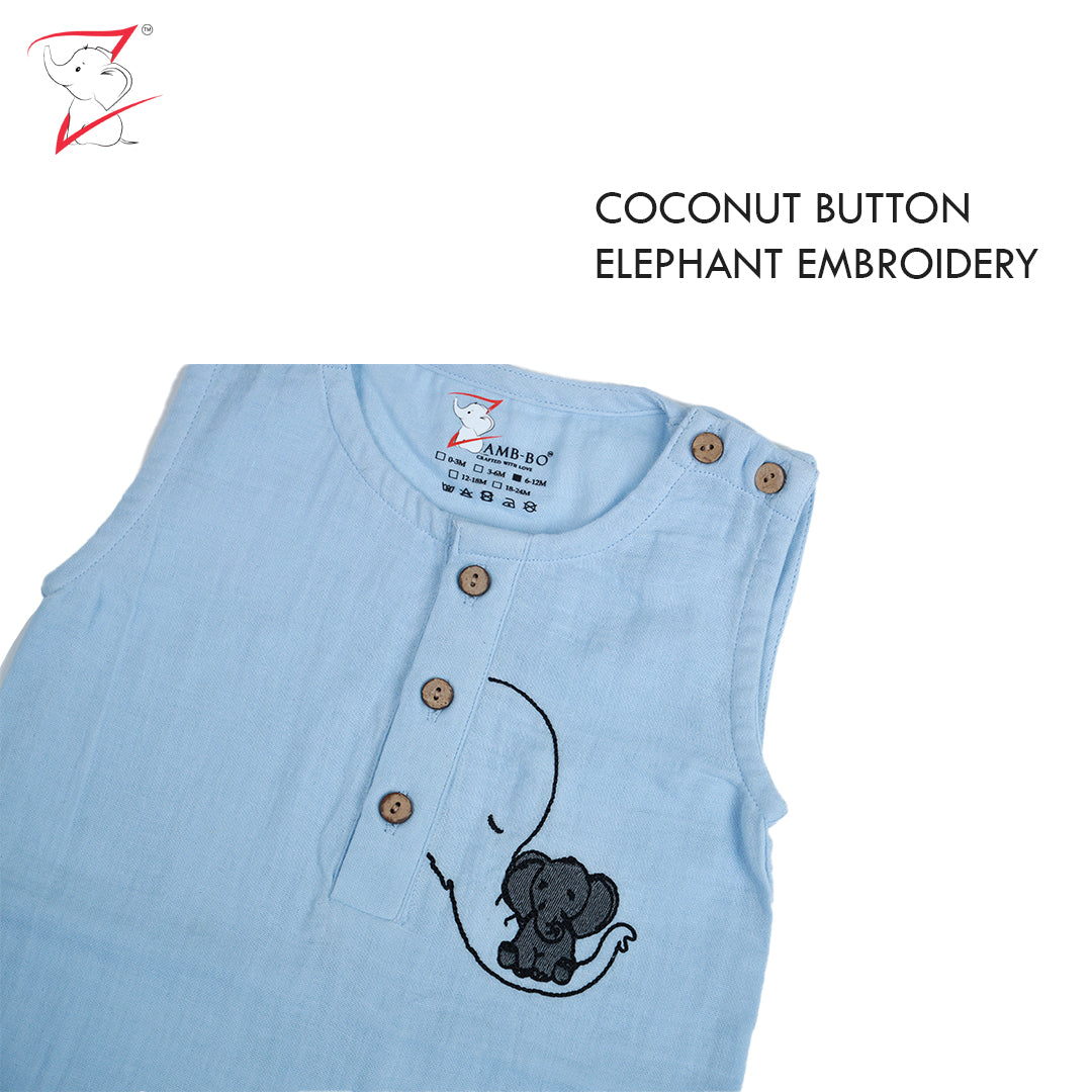 100% Crinkled Cotton Muslin Embroidery Rompers -Unisex