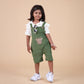 Ivory & Green Dungaree with cute Embroidery