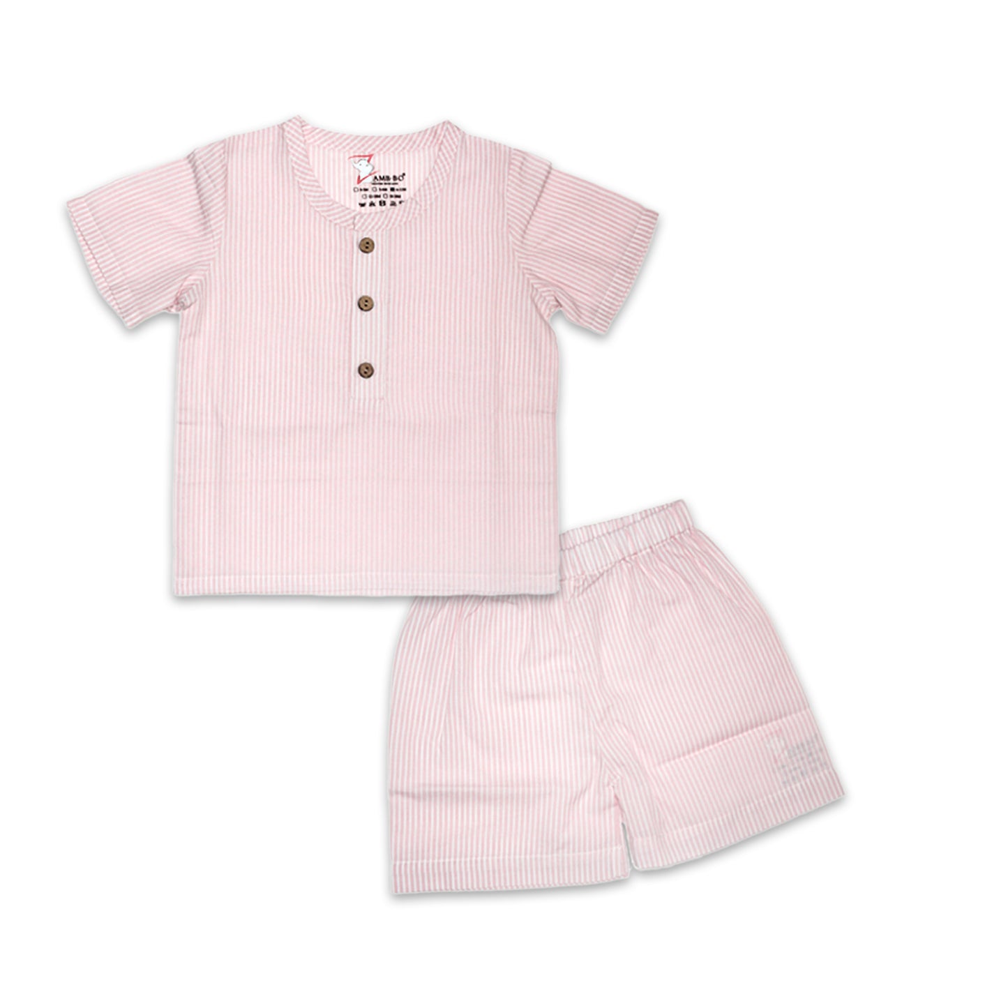 100% Organic Pink Striped Cotton Coord Sets for Toddlers