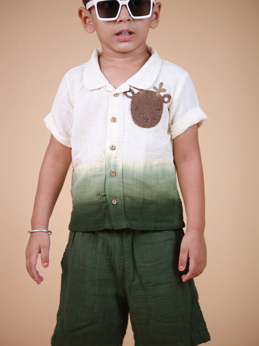 Dreamy Dyes - Gree Ombre Shirt & Shorts for unisex