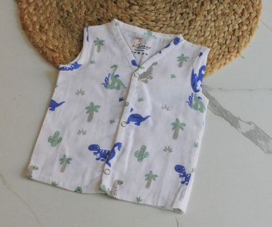 Wildlings Sleeveless Front open Jabla | Assorted Prints | 100% Muslin Cotton | Newborn Baby Wear
