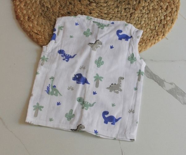 Wildlings Sleeveless Front open Jabla | Assorted Prints | 100% Muslin Cotton | Newborn Baby Wear