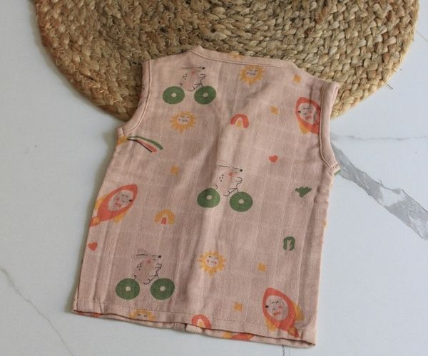 Wildlings Sleeveless Front open Jabla | Assorted Prints | 100% Muslin Cotton | Newborn Baby Wear