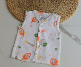 Wildlings Sleeveless Front open Jabla | Assorted Prints | 100% Muslin Cotton | Newborn Baby Wear