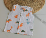 Wildlings Sleeveless Front open Jabla | Assorted Prints | 100% Muslin Cotton | Newborn Baby Wear