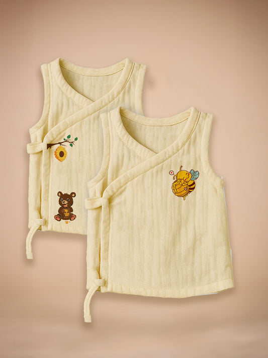 Crinckled Muslin Cotton Jabla - Honey & bear - Pack of 2