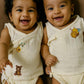 Crinckled Muslin Cotton Jabla - Honey & bear - Pack of 2