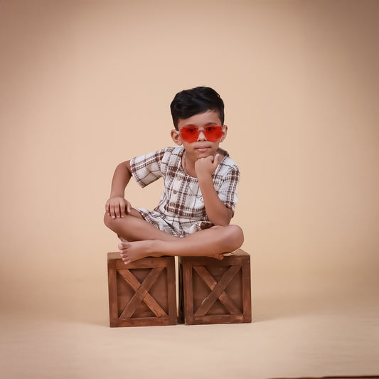 Off-White Textured co-ords for Boys