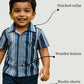 Organic cotton blue striped shirt & Crinckled muslin shorts for boys
