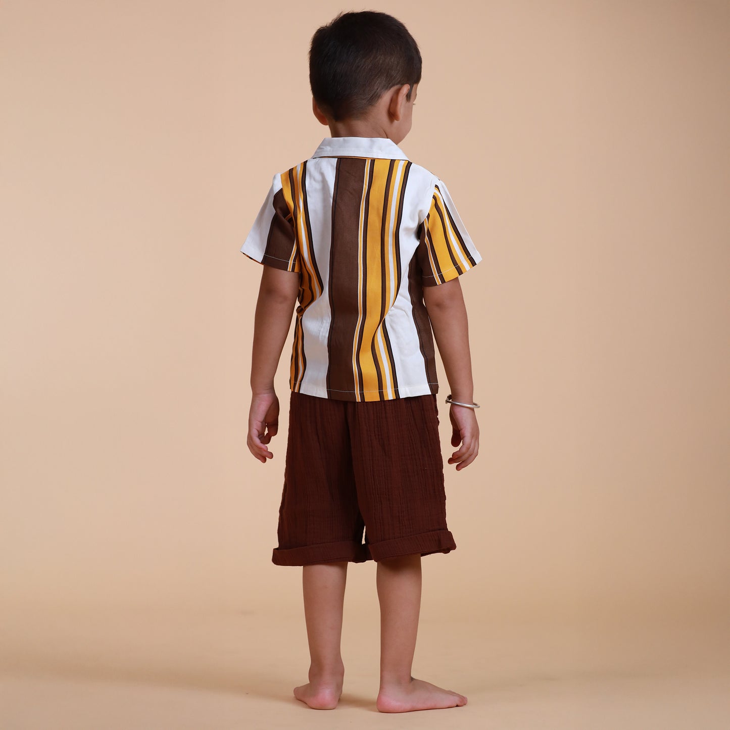 Organic Cotton Yarn dyed Shirt with Crinckled muslin Bottom shorts for boys