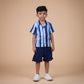 Organic cotton blue striped shirt & Crinckled muslin shorts for boys
