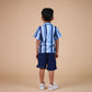Organic cotton blue striped shirt & Crinckled muslin shorts for boys