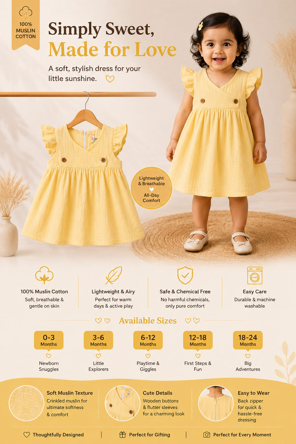 Twilight Yellow-  Kimono Frock