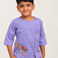VIolet with Elephant Embroidered Boys Co-ords set