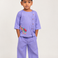 VIolet with Elephant Embroidered Boys Co-ords set
