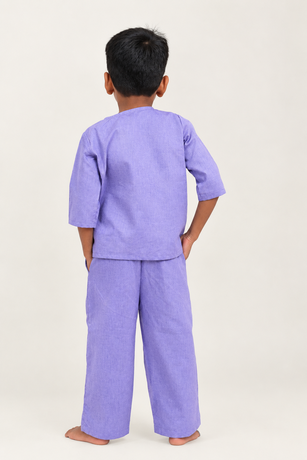 VIolet with Elephant Embroidered Boys Co-ords set