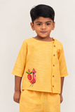 Shine Yellow with Embroidered Boys Co-ords set