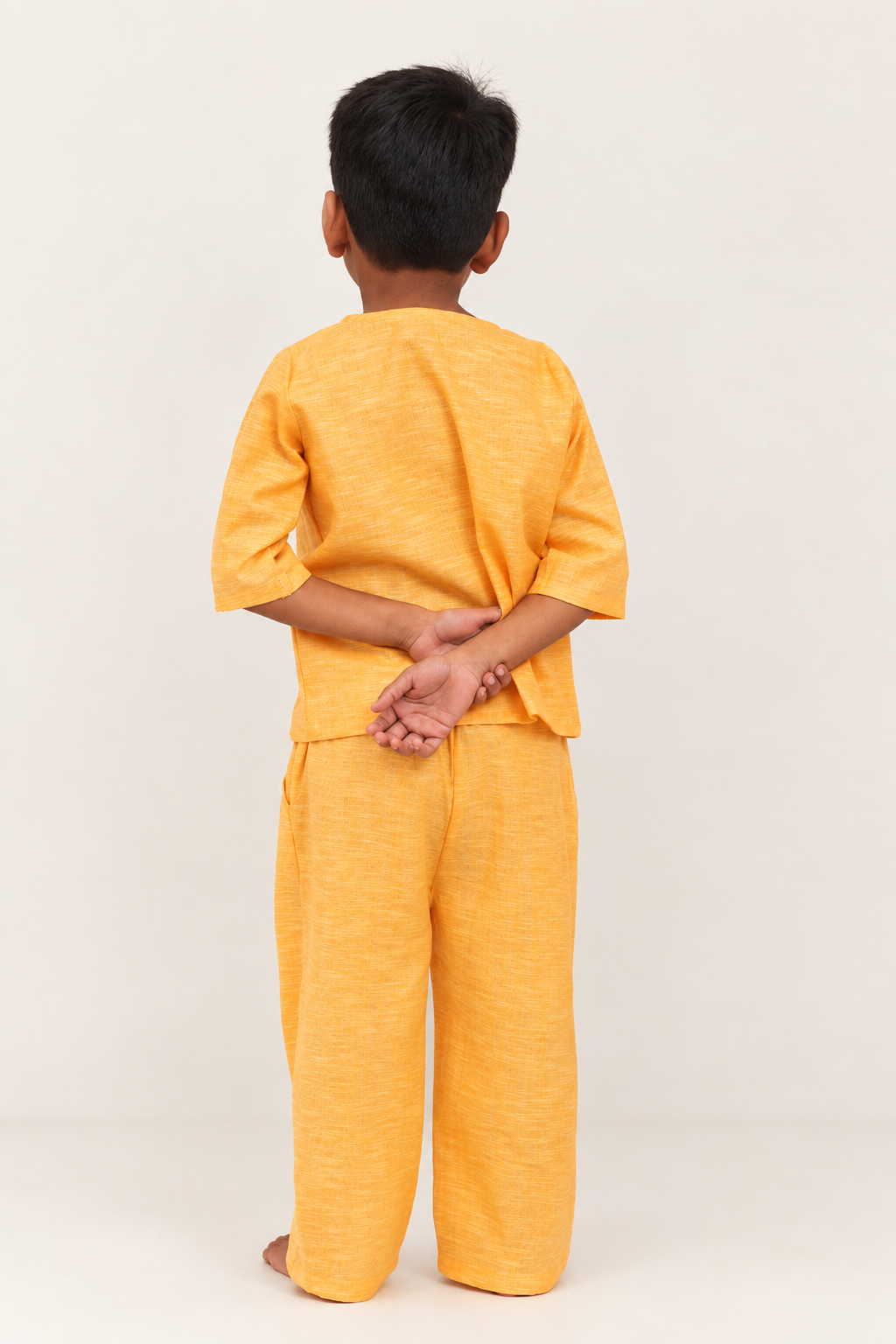 Shine Yellow with Embroidered Boys Co-ords set