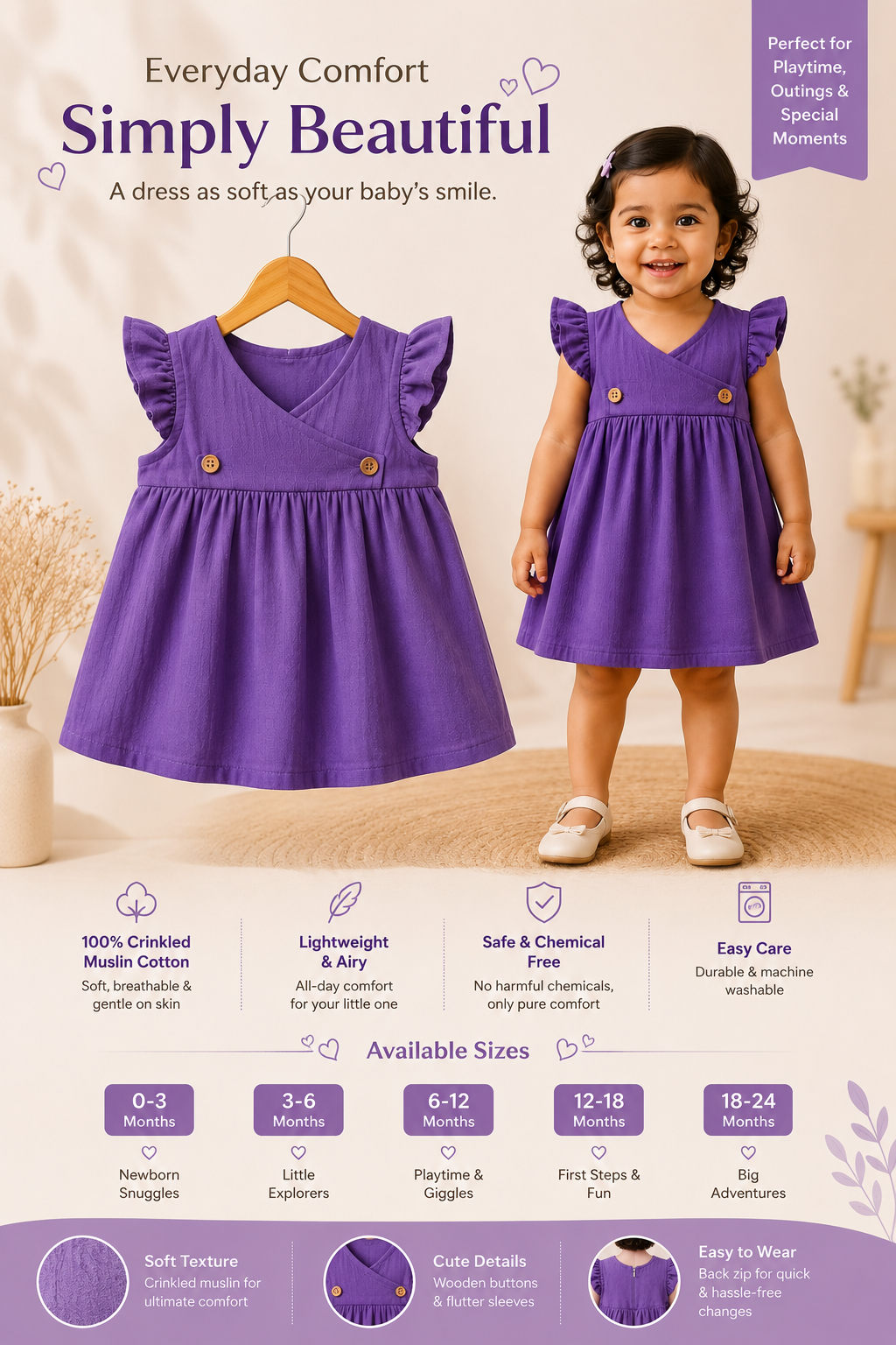 Twilight Purple-  Kimono Frock