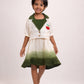 Green Ombre Frock with Vest Embroidery