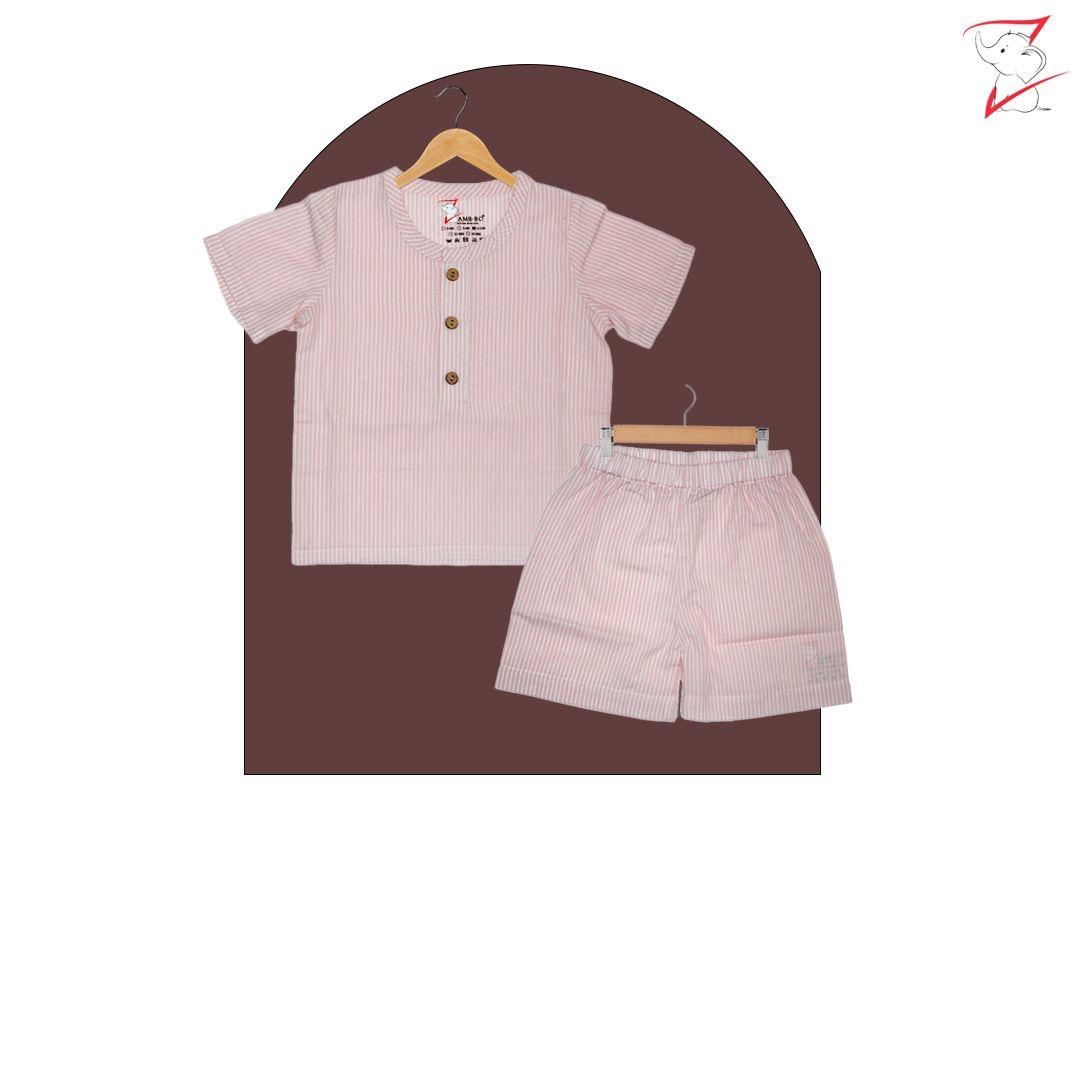 100% Organic Pink Striped Cotton Coord Sets for Toddlers
