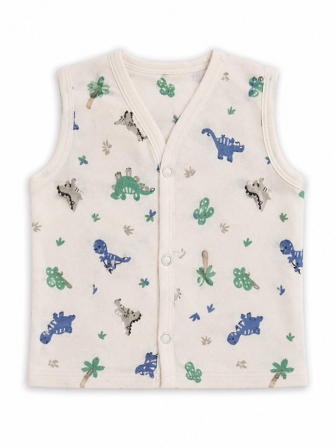 Wildlings Sleeveless Front open Jabla | Pack of 4 | Assorted Prints | 100% Muslin Cotton | Newborn Baby Wear