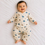 Safari Tales Muslin Cotton Angharkha Jabla Pant Set, Dino Print