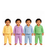 Dreamy Cubs - Crinkle Comfort Muslin Nightsuit Set | Pack of 4 | Unisex