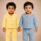 Set of 2 Yellow & Blue Crinkle Muslin Nightsuit | Unisex