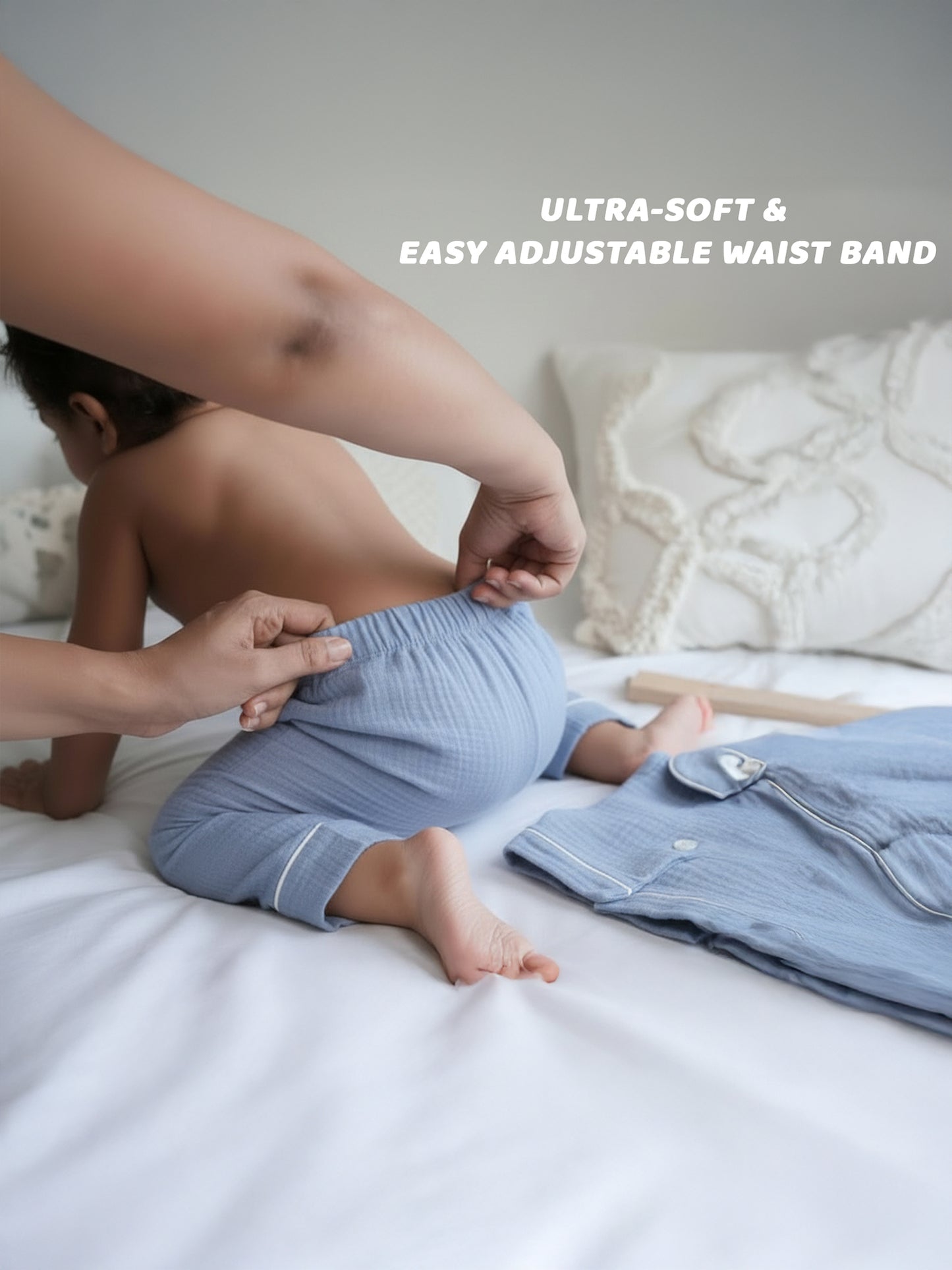 Blue Crinkle Muslin Nightsuit | Unisex