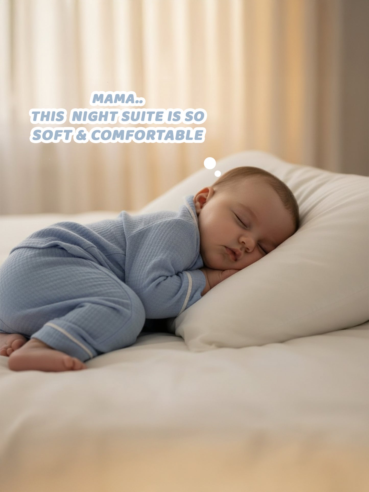 Blue Crinkle Muslin Nightsuit | Unisex