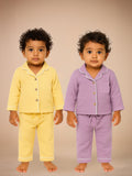 Set of 2 Lilac& Yellow Crinkle Muslin Nightsuit | Unisex