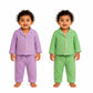 Dreamy Cubs - Lilac & Green Crinkle Comfort Muslin Nightsuit Set | Pack of 2 | Unisex