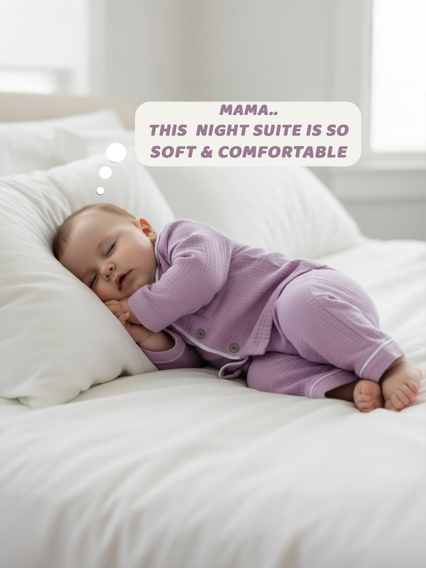 Set of 2 Lilac& Blue Crinkle Muslin Nightsuit | Unisex