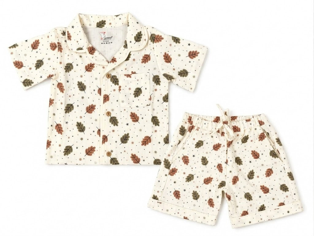 Feather Printed Short sleeve with Shorts Nightsuit