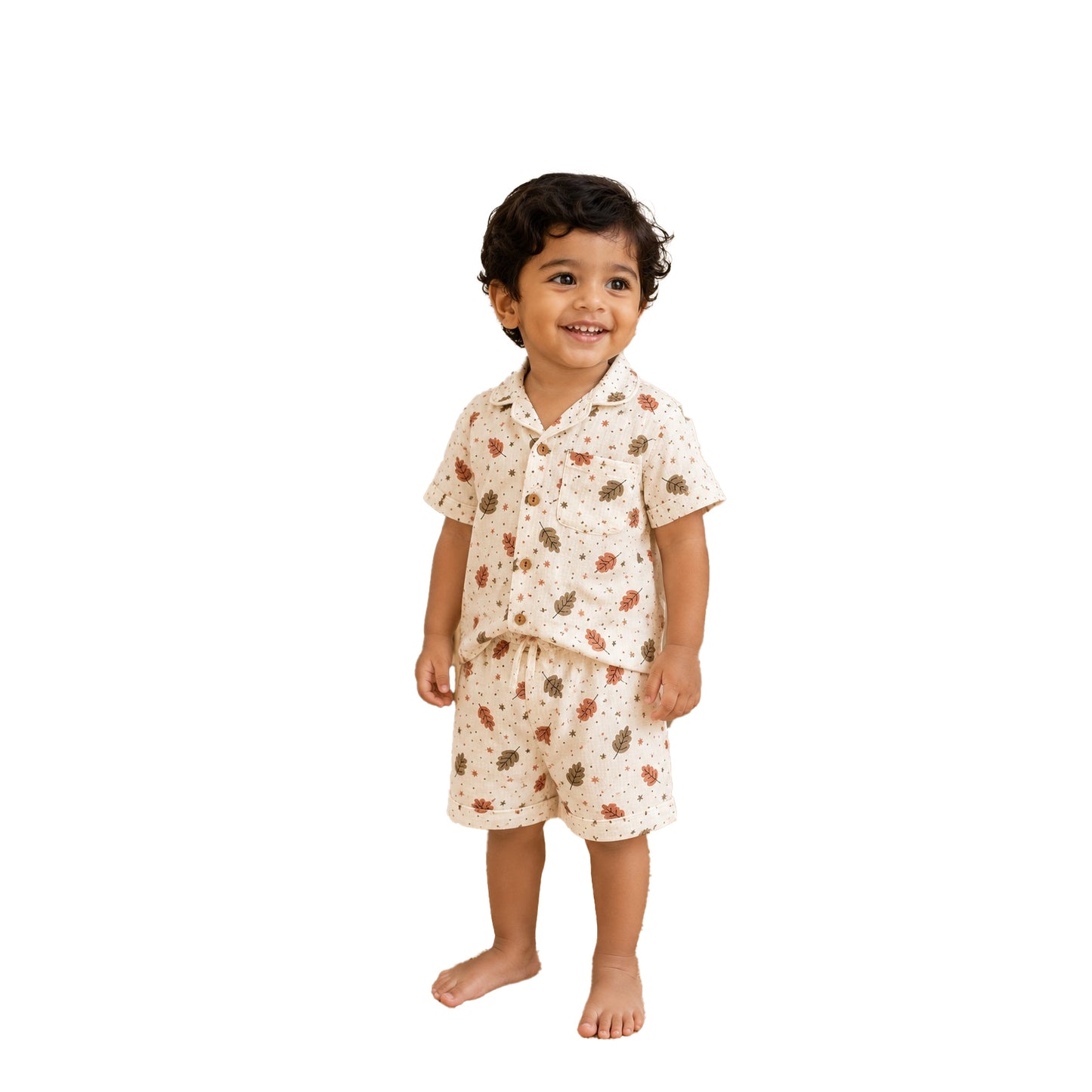 Feather Printed Short sleeve with Shorts Nightsuit