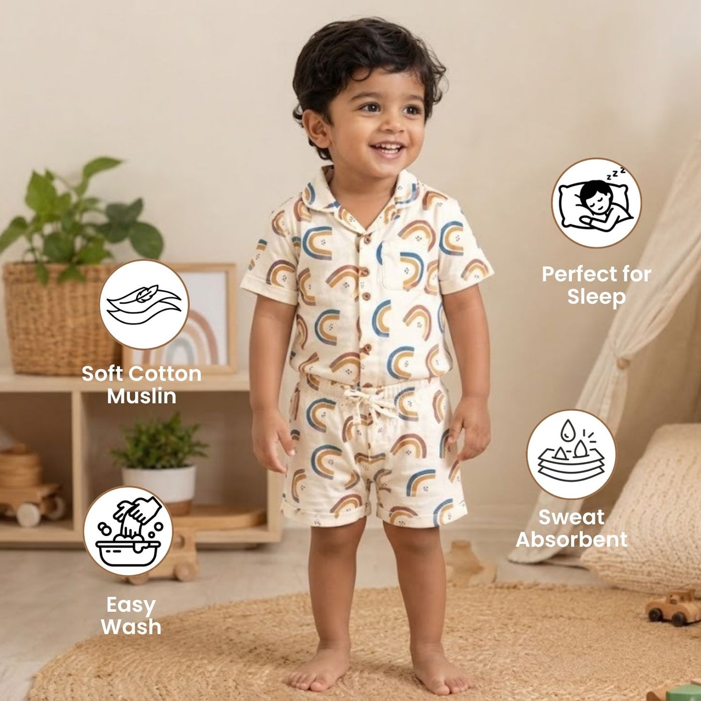 Rainbow printed Short sleeve with Shorts Nightsuit