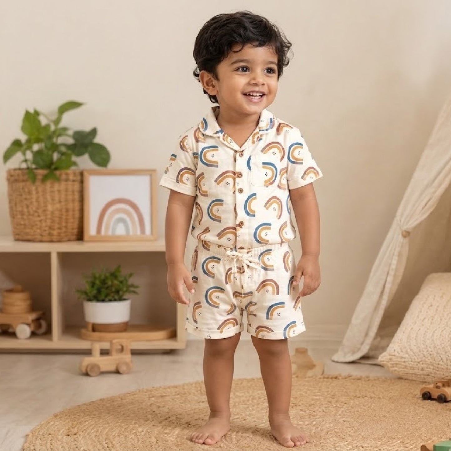 Rainbow printed Short sleeve with Shorts Nightsuit